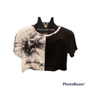 Romwe Tie Dye/Black Crop TShirt SZ-S